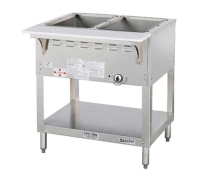 Duke WB302-NG 30.38" W Natural Gas Stainless Steel 2 Pan Open Base Aerohot Steamtable Wet Bath Unit - 15000 BTU
