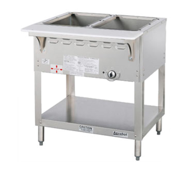 Duke WB302-NG 30.38" W Natural Gas Stainless Steel 2 Pan Open Base Aerohot Steamtable Wet Bath Unit - 15000 BTU