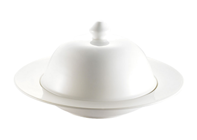CAC China RCN-150 26 Oz. Super White Porcelain Round Accessories Pasta Bowl Set (8 Set Per Case)