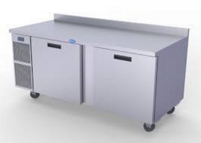 Randell 9235-290 72&quot; W Two-Section Solid Doors Reach-In Refrigerated Counter or Work Top - 115 Volts