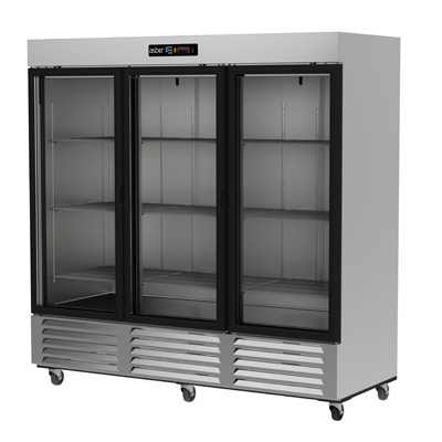 Asber ARR-72-3G 82" W Three-Section Glass Door Reach-In Refrigerator