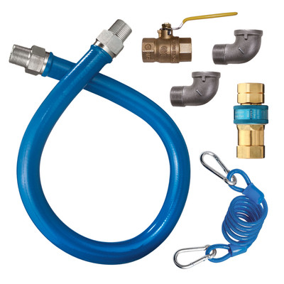 Dormont 1675KIT48 Deluxe 48" Moveable Gas Connector Kit with SnapFast® Quick Disconnect, Two Elbows, and Restraining Cable - 3/4" Diameter