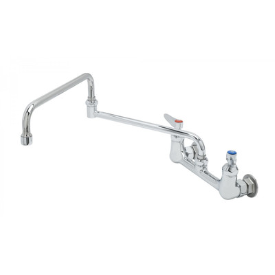 T&S Brass B-0230-24DJ-CR Mixing Faucet 8" wall mount 24" double-joint swing nozzle (069X) with stream regulator outlet