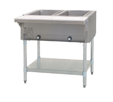 Eagle Group HT2-LP 2 Pan Liquid Propane Hot Food Table Open Base with Undershelf