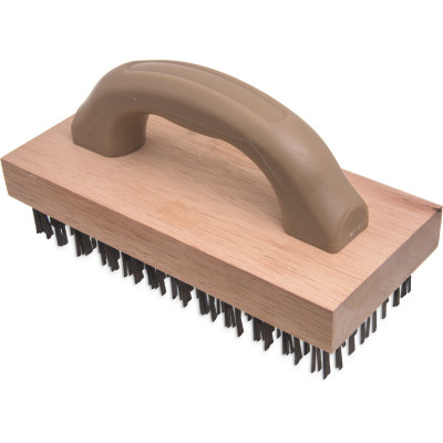 Carlisle 4067600 9" L X 4" W Wood Block With Plastic Handle Butcher Block Brush