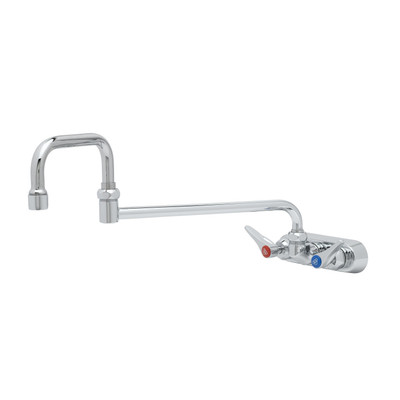 T&amp;S Brass B-1136-CR Workboard Faucet wall mount 4" centers 18" double joint swing nozzle with 2.2 GPM aerator