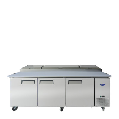 Atosa MPF8203GR 93" W 3-Sections 3 Doors Refrigerated Pizza Prep Table - 115 Volts