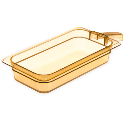 Carlisle 30860H13 2.4 Qt. 1/3 Size Polyether Sulfone Amber Storplus High Heat Hot Food Pan