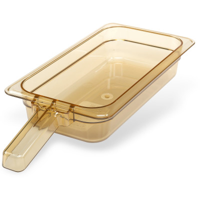 Carlisle 30860H13 2.4 Qt. 1/3 Size Polyether Sulfone Amber Storplus High Heat Hot Food Pan