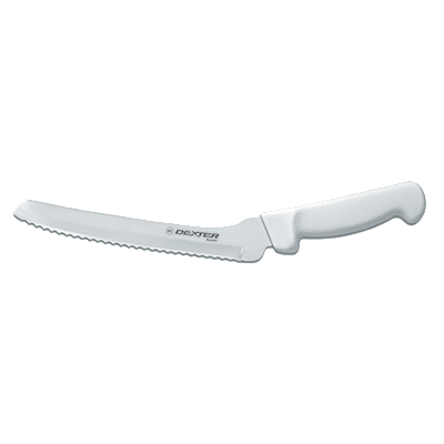 Dexter 31606 8" White Scalloped Edge Basics Sandwich Knife with Polypropylene Handle