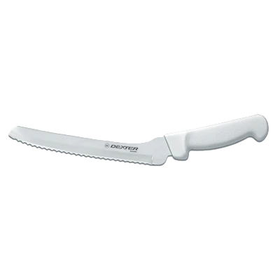 Dexter 31606 8" White Scalloped Edge Basics Sandwich Knife with Polypropylene Handle