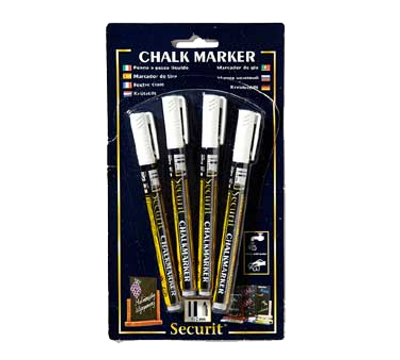 American Metalcraft BLSMA100V4WH Mini Tip White Securit Chalk Markers (Packed By 4)