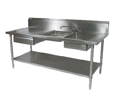 John Boos EPT6R10-DL2B-72R 16-Gauge Two Compartment Prep Table Sink Unit 72"W x 30"D x 45-3/4"H