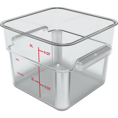 Carlisle 1195207 6 Qt. Clear with Red Print Polycarbonate Squares Food Storage Container