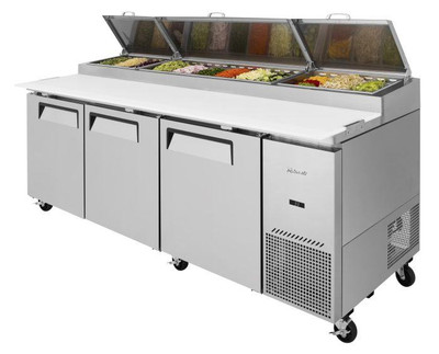 Turbo Air TPR-93SD-N 93.38" W Three-Section Three Door Three Door Super Deluxe Pizza Prep Table