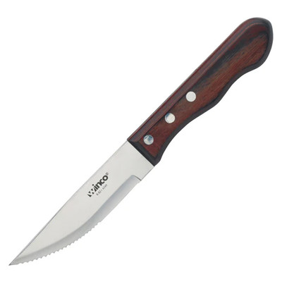 Winco K-82 9-3/4" Jumbo Steak Knife with Brazillian Polywood Handle (6 Each Per Pack)