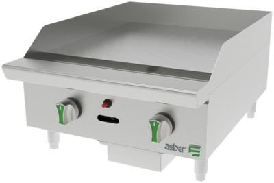 Asber AETG 24 EM Emerald Line 24" W Stainless Steel Natural Gas Countertop Thermostatic Griddle - 60,000 BTU