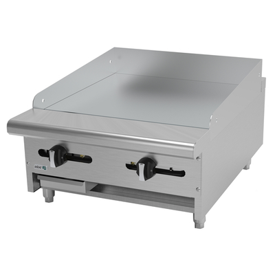 Asber AEMG 24 H 24" W Stainless Steel Natural Gas Manual Countertop Griddle - 60,000 BTU