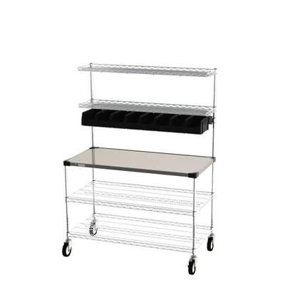 Metro CR2448DSS Delivery Staging / Drive-Thru Station with Wire Shelving 49 3/4" x 27 3/4" x 65 3/4"
