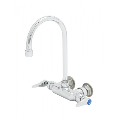 T&amp;S Brass B-0346 Faucet splash mounted 3-3/8" O.C swivel gooseneck 10-1/4"H from center of faucet to top