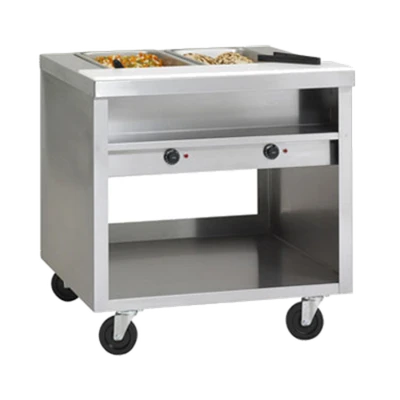 Delfield EHEI48C E-Chef Series 48" W Stainless Steel Open Shelf Base Electric Mobile Hot Food Table - 208/230 Volts