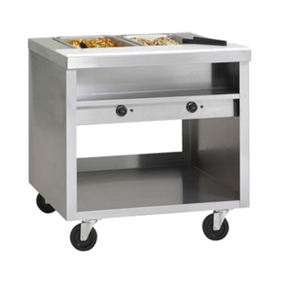 Delfield EHEI48C E-Chef Series 48" W Stainless Steel Open Shelf Base Electric Mobile Hot Food Table - 208/230 Volts