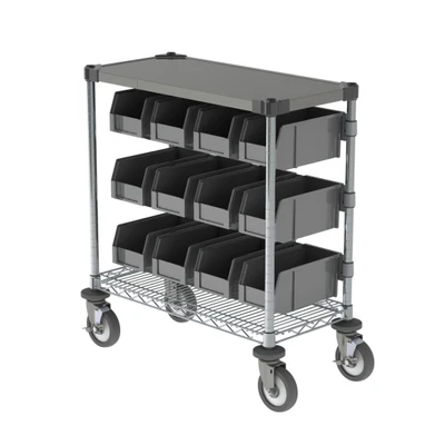 Metro CR1430CC Condiment Cart 33 3/4" Stainless Steel with Removable Bins