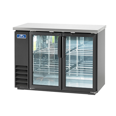 Arctic Air ABB48G 49.13"W Black Stainless Steel Two-Section Glass Door Back Bar Refrigerator