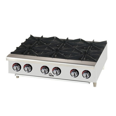 Star 606HF-NG Star-Max® 36" Natural Gas Countertop Hotplate with 6 Burners and Manual Controls - 150,000 BTU
