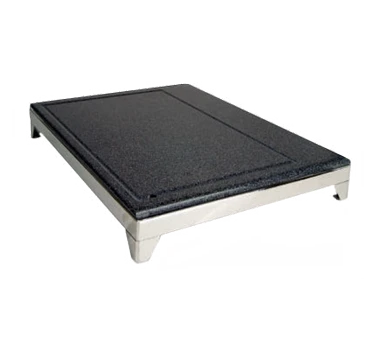 Eastern Tabletop 9655 Solid Black Corian Carving Board with Stainless Steel Brushed Base and Corner Legs