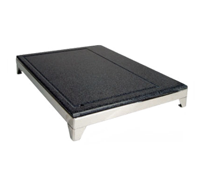 Eastern Tabletop 9655 Solid Black Corian Carving Board with Stainless Steel Brushed Base and Corner Legs
