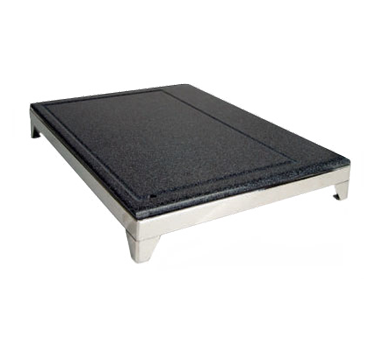 Eastern Tabletop 9655 Solid Black Corian Carving Board with Stainless Steel Brushed Base and Corner Legs
