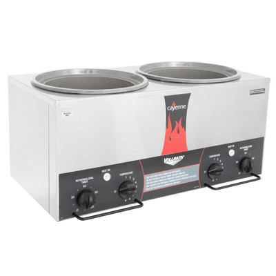 Vollrath 72028 Cayenne Twin 7 Quart Well Countertop Cooker/Warmer - 120 Volts, 700 Watts