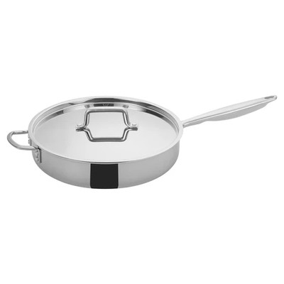 Winco TGET-6 12.5" 6 Qt. Stainless steel and Aluminum Tri-Gen Induction-Ready Saute Pan