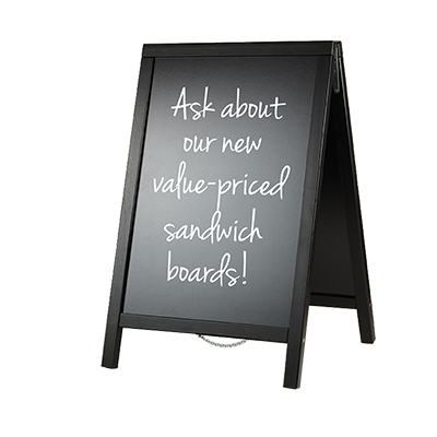 American Metalcraft SBSBL120 Value Sandwich Board Black Wood 27.25&quot; W