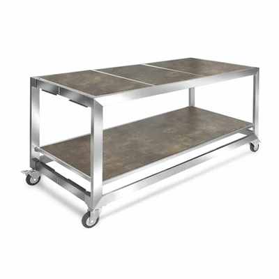 Eastern Tabletop HK940SACHS 66.75" W Reversible Stainless Steel and Sandstone Texture Laminate Tiles Rectangular HUB Banquet Table
