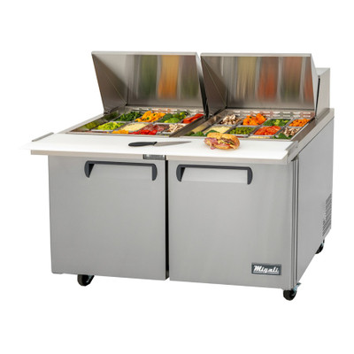 Migali C-SP60-24BT-HC 60.2" W Two Section Two Door Competitor Series Refrigerated Counter/Big Top Sandwich Prep Table