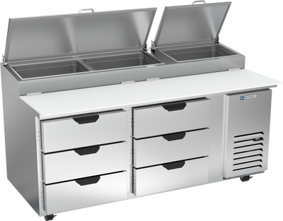 Beverage Air DPD72HC-6 72" W Two-Section Pizza Top Refrigerated Counter