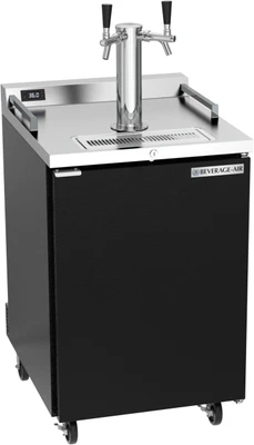 Beverage Air DZ24HC-1-B 24" Black Dual Zone Wine &amp; Beer Draft Cooler / Dispenser - 115V