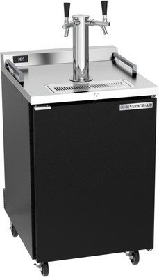 Beverage Air DZ24HC-1-B 24" Black Dual Zone Wine &amp; Beer Draft Cooler / Dispenser - 115V