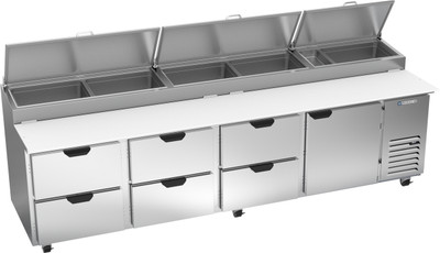 Beverage Air DPD119HC-6 119" W Four-Section One Door One Door Pizza Top Refrigerated Counter