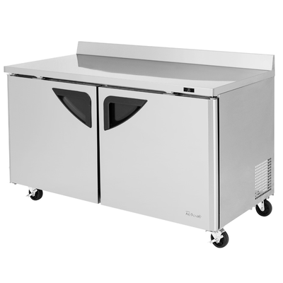 Turbo Air TWR-60SD-N 60.25"W Two-Section Stainless Steel Door Super Deluxe Worktop Refrigerator