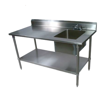 John Boos EPT8R5-3060SSK-R 60"W x 30"D x 40-3/4"H Stainless Steel Work Table with Prep Sink