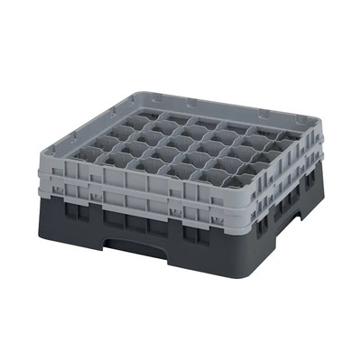 Cambro 36S434110 Camrack Glass Rack With (2) Soft Gray Extenders - 4 Cases