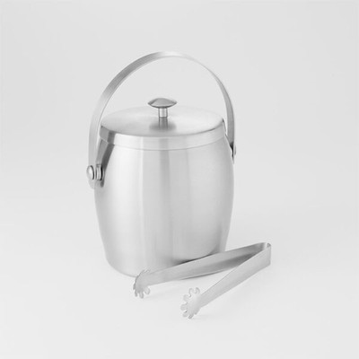 American Metalcraft ISSB4 Double Wall Stainless Steel 34 Oz. Ice Bucket with Ice Tong
