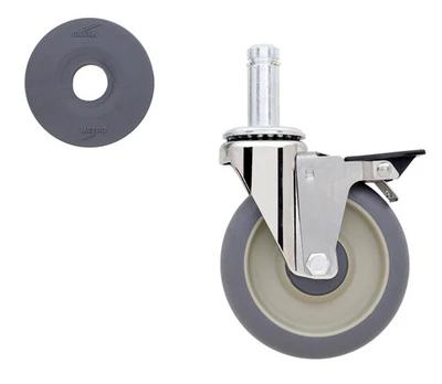 Metro 5Mdba Super Erecta Stem Caster 5" Dia. 1-1/4" Face 250 Lb. Capacity High Modulus Donut Wheel Tread