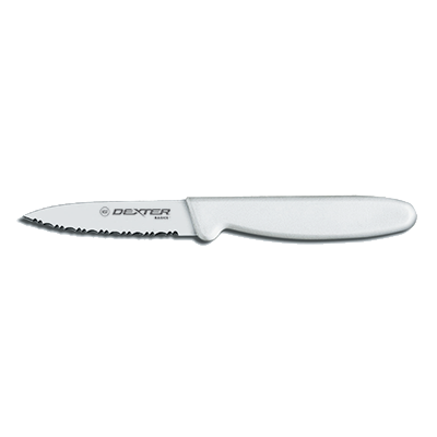 Dexter 31612 3.12" Scalloped Edge Paring Knife with White Handle