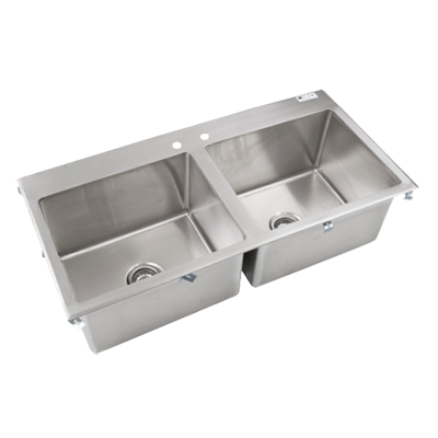 John Boos PB-DISINK201612-2 2 Compartment Stainless Steel Pro-Bowl Drop-In Sink 45&quot;W x 22&quot;D x 12&quot;H