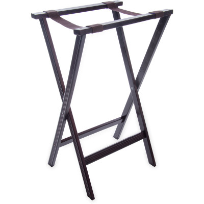 Carlisle C3620W11 20" W x 18" D x 30" H Black Straps Walnut Folding Tray Stand