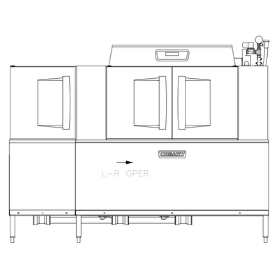 Hobart CL86-BAS+BUILDUP Low Temp Conveyor Dishwasher